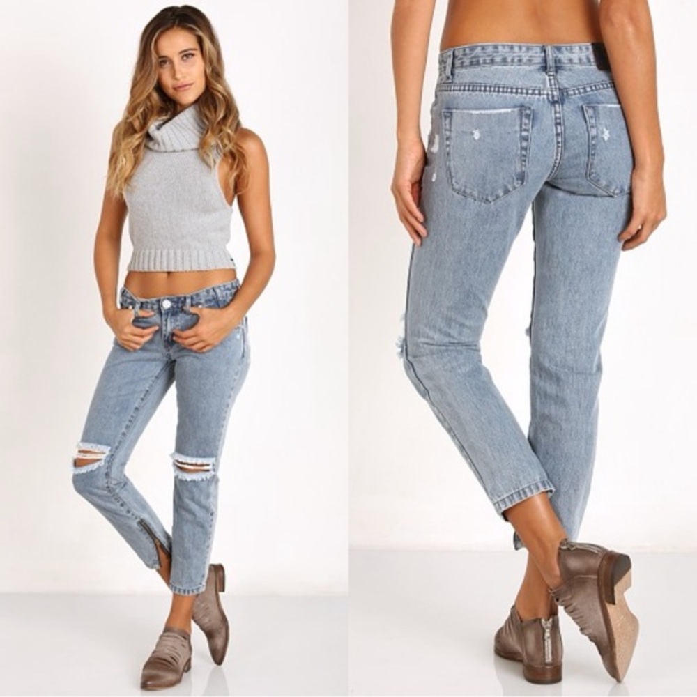 Y2k Women's Low rise Straight Leg Jeans Punk Skater Grunge Distressed Zip ankle